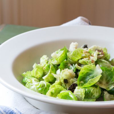Vegetarian Thanksgiving Warm Brussels Sprouts Salad with caramelized red onions
