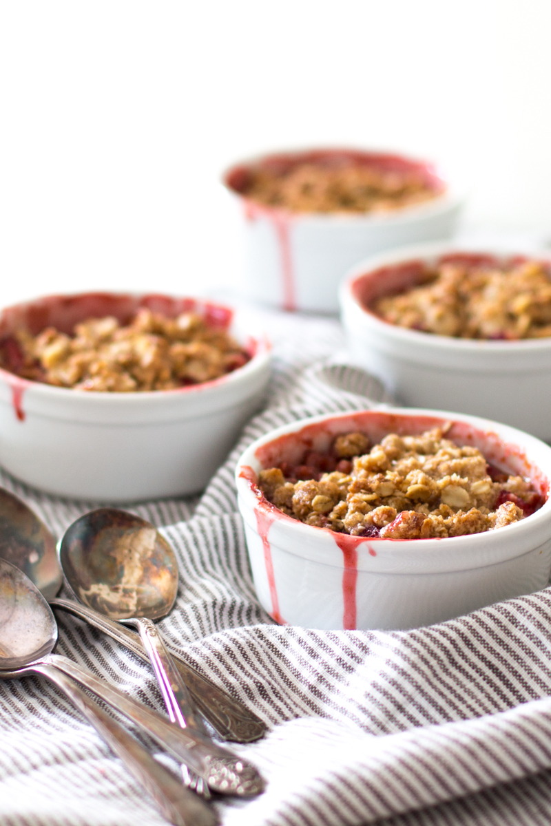 Mini Strawberry Rhubarb Crisps with Coconut