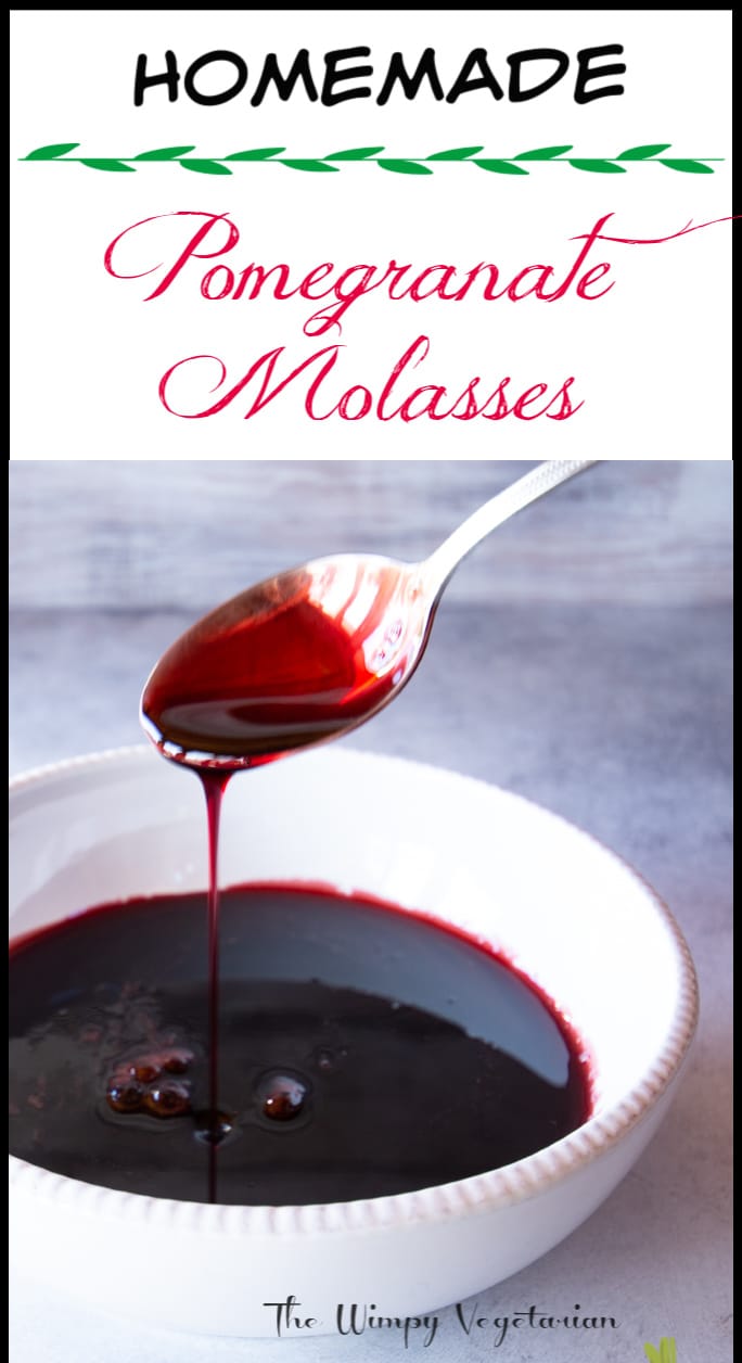 Instructions and tips for making the best pomegranate molasses you've ever had with 3 ingredients and an optional spice + ways to use this Middle Eastern ingredient.