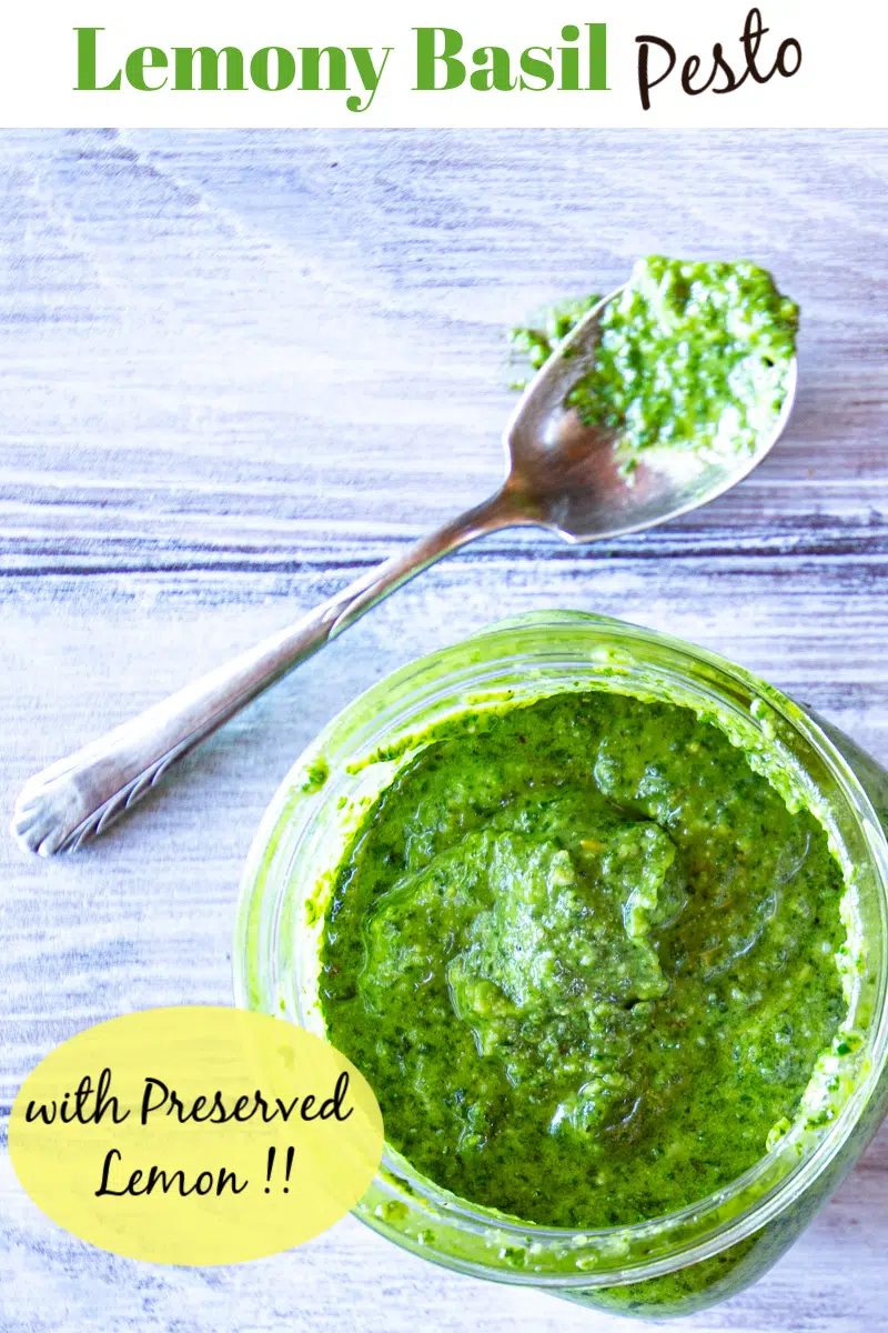 Easy lemony basil pesto ready in 10 minutes (or less, if you don't grate your own cheese). Vegan option included! 
