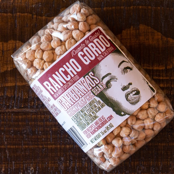 A bag of Rancho Gordo Garbanzo / Chickpeas / Cici Beans.